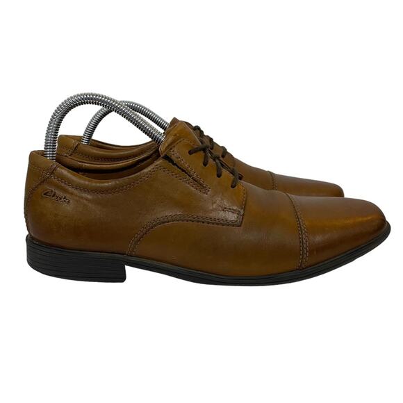 Clarks Tilden Brown Leather Lace Up Oxford Shoes Size 8 main image 5